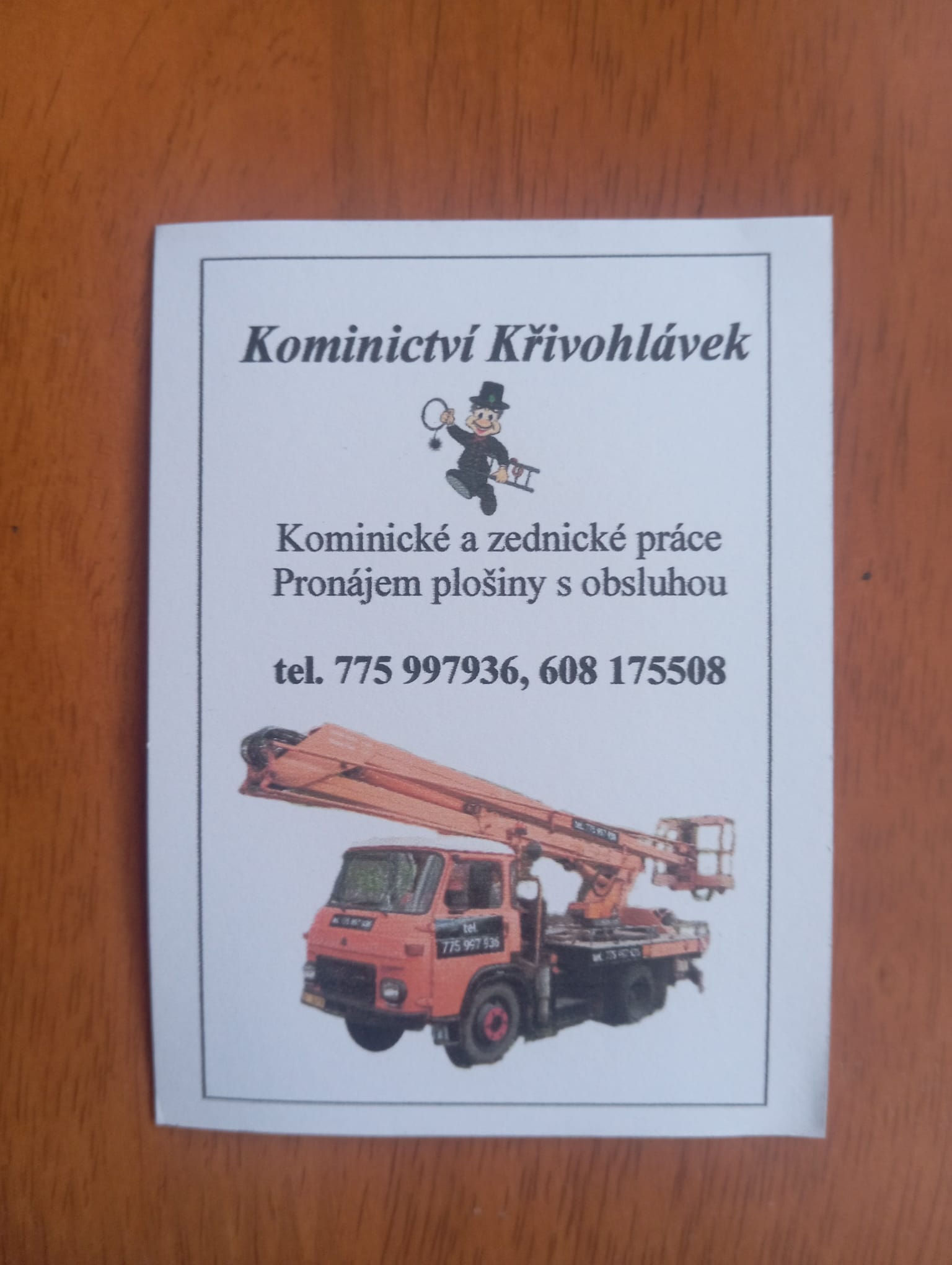 Leták – Kominictví Křivohlávek